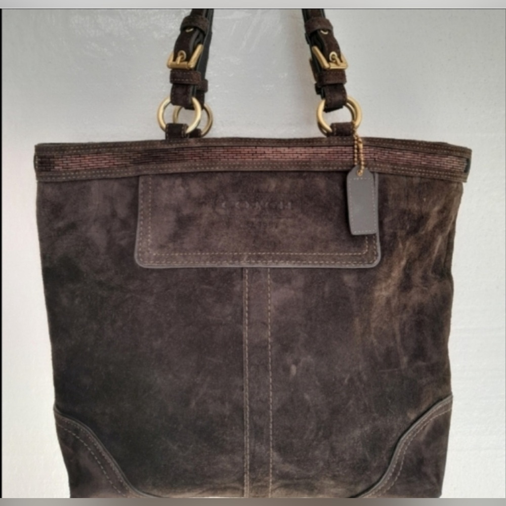 Coach 10442 Suede Tote Shoulder Handbag